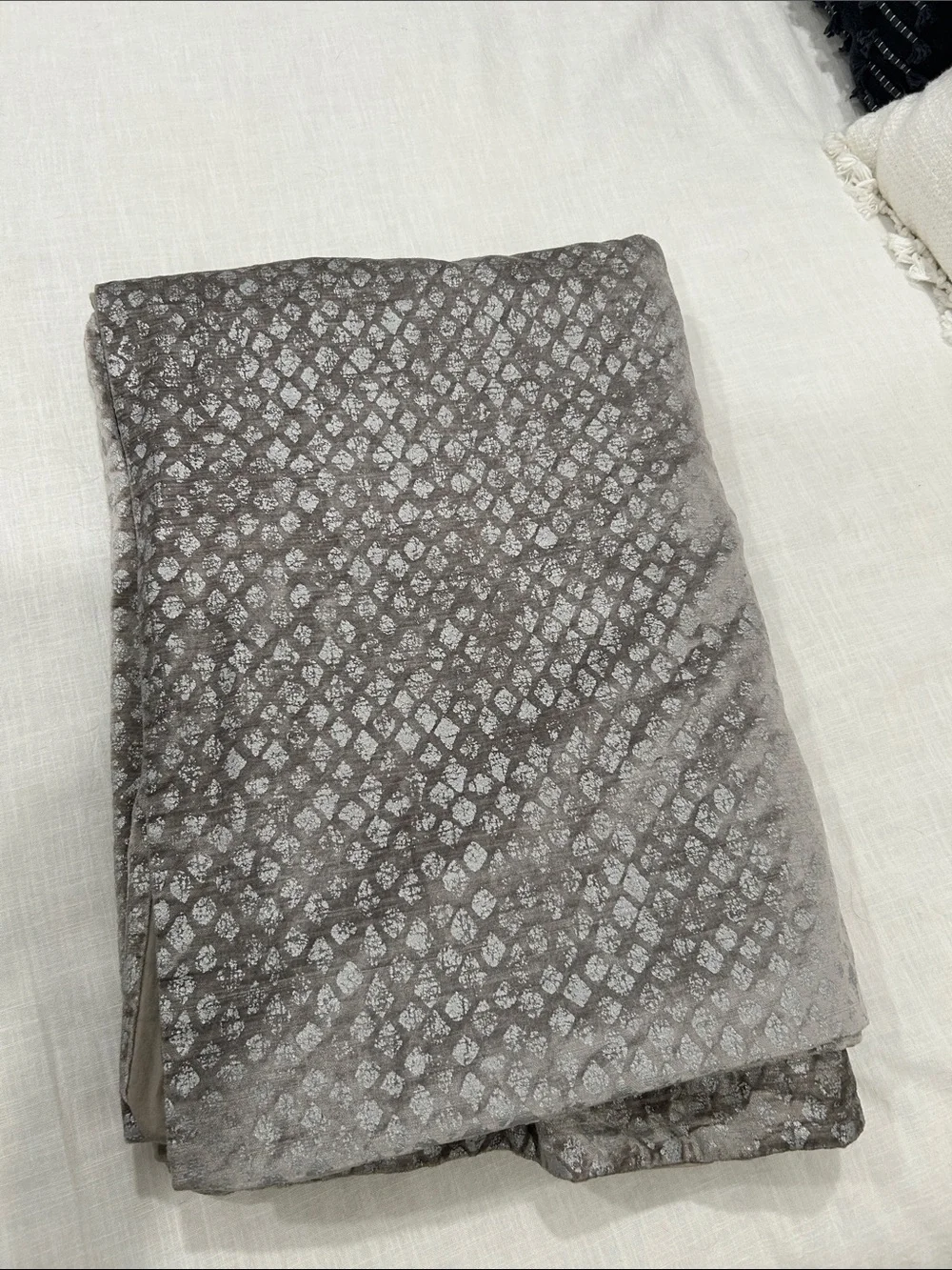 West Elm Silver Gray Velvet Textured Duvet Cover
